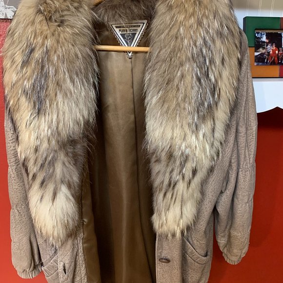 Women's leather overcoat with fur collar J Percy for Marvin Richards - Picture 1 of 7